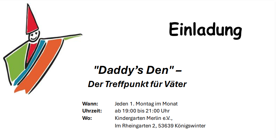 Bild mit der Einladung zum Vätertreff Dandys Den jeden ersten Montag im Monat von 19 bis 21 Uhr